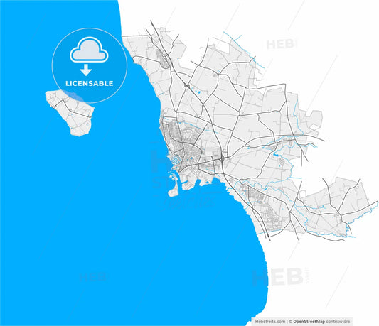 Landskrona, Sweden, high resolution vector map - Instant download PDF and JPG