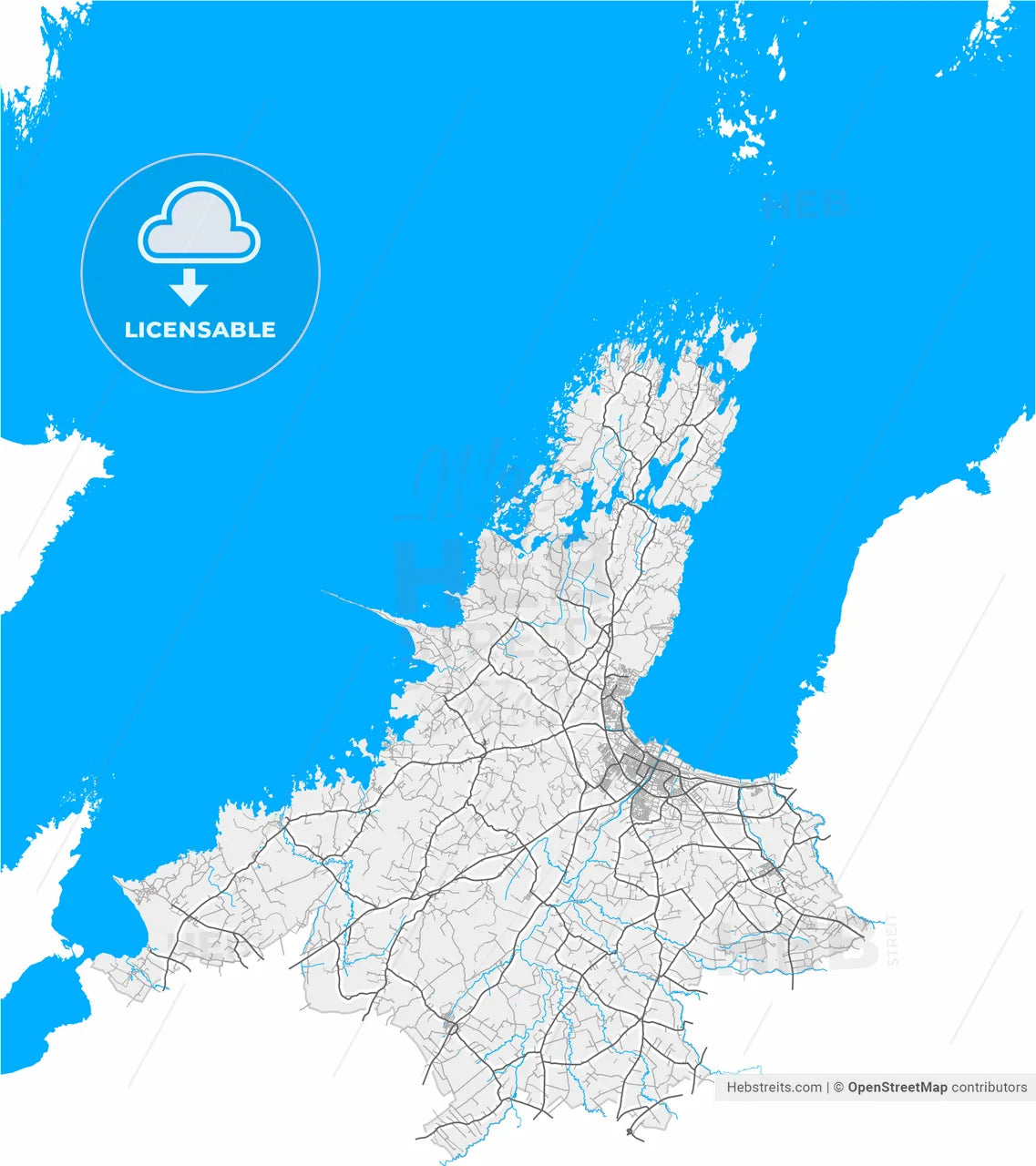 Lidköping, Sweden, high resolution vector map - Instant download PDF and JPG