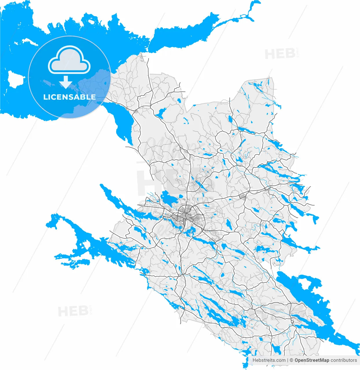 Katrineholm, Sweden, high resolution vector map - Instant download PDF and JPG