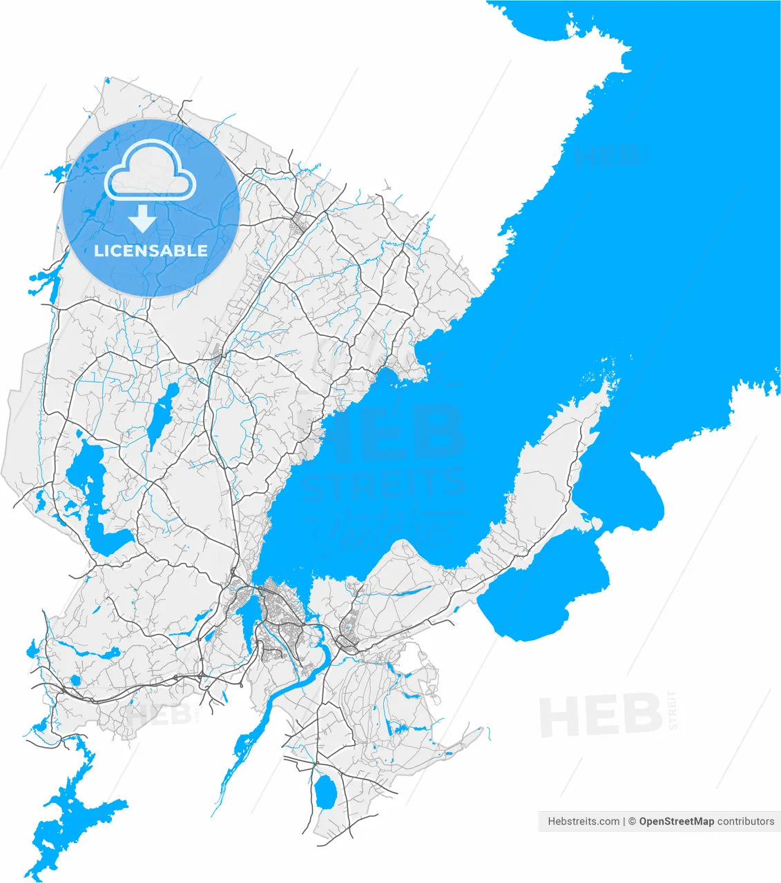 Vänersborg, Sweden, high resolution vector map - Instant download PDF and JPG