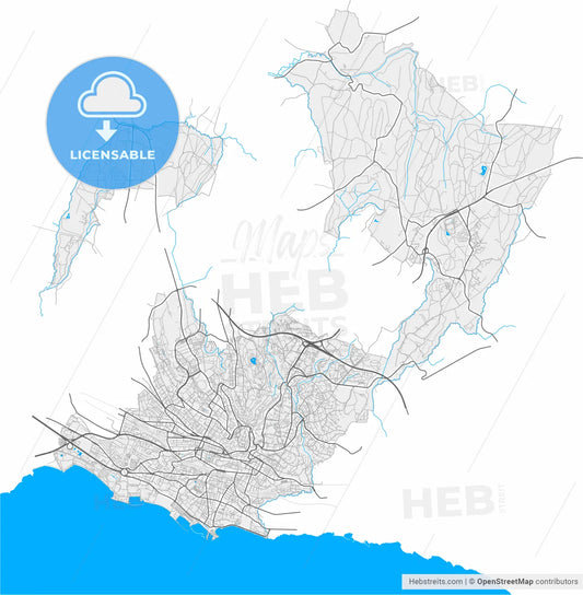 Lausanne, Switzerland, high resolution vector map - Instant download PDF and JPG