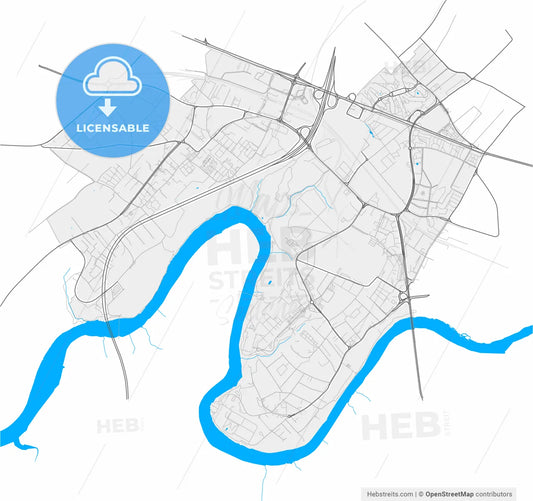 Vernier, Switzerland, high resolution vector map - Instant download PDF and JPG