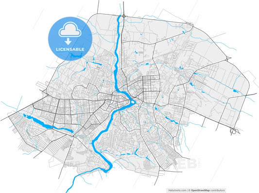 Vinnytsia, Vinnytsia Oblast, Ukraine, high resolution vector map - Instant download PDF and JPG