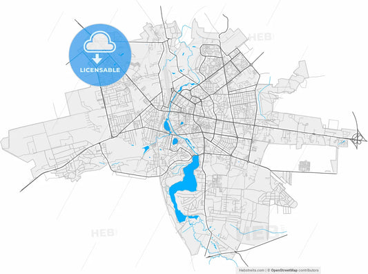 Rivne, Rivne Oblast, Ukraine, high resolution vector map - Instant download PDF and JPG