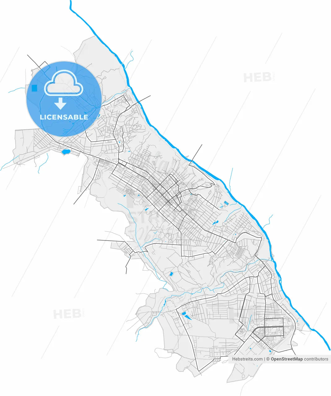 Lysychansk, Luhansk Oblast, Ukraine, high resolution vector map - Instant download PDF and JPG