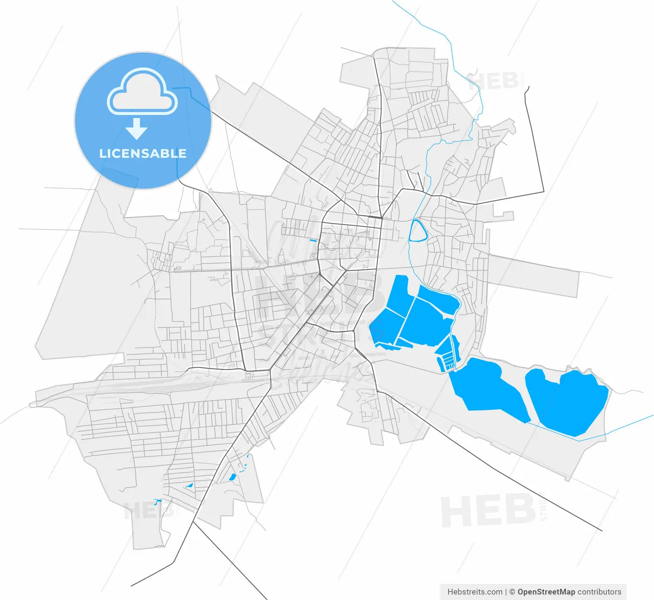 Konotop, Sumy Oblast, Ukraine, high resolution vector map - Instant download PDF and JPG