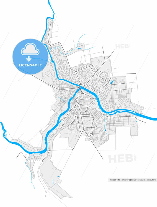 Pervomaisk, Mykolaiv Oblast, Ukraine, high resolution vector map - Instant download PDF and JPG