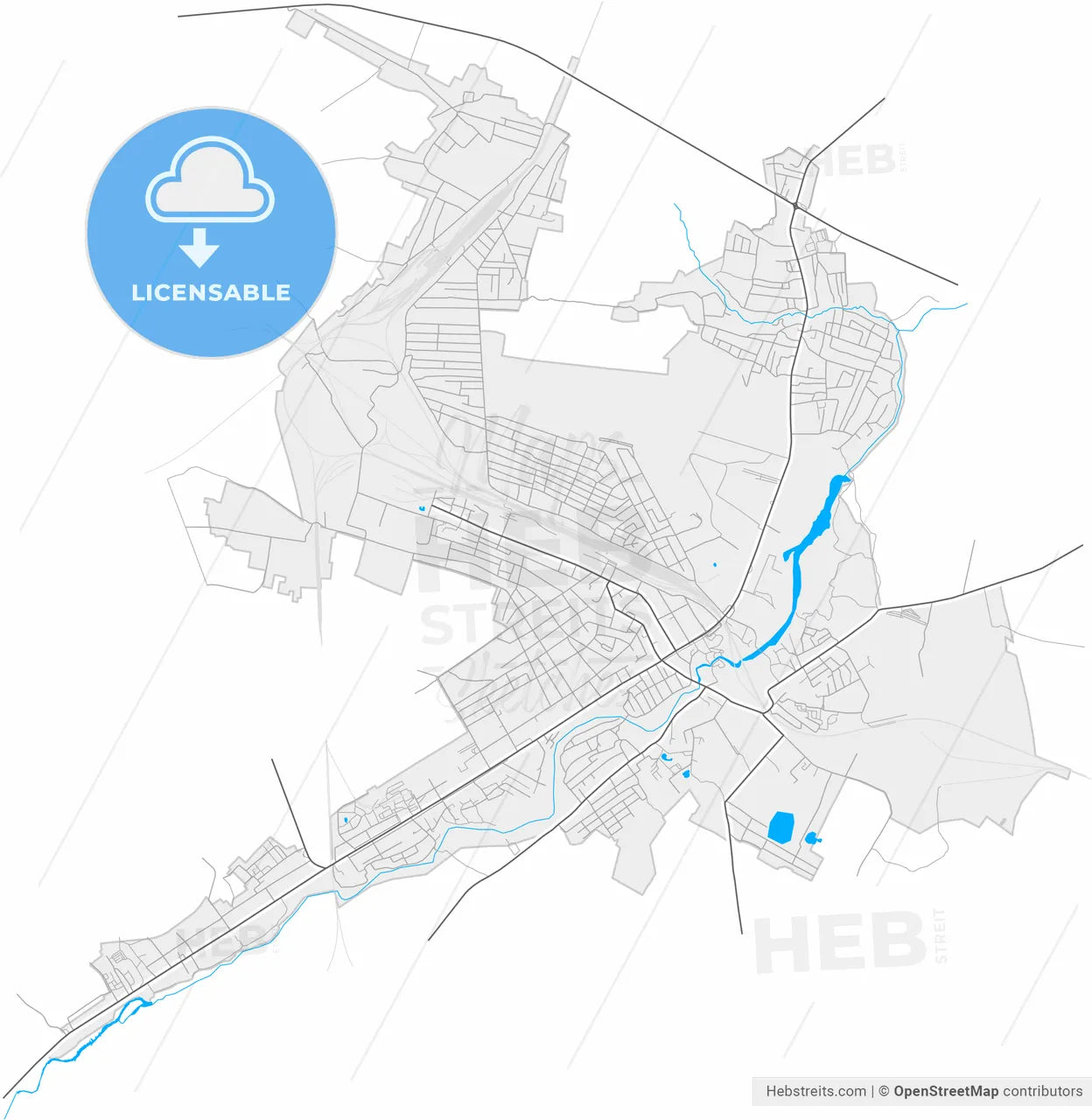Korosten, Zhytomyr Oblast, Ukraine, high resolution vector map - Instant download PDF and JPG