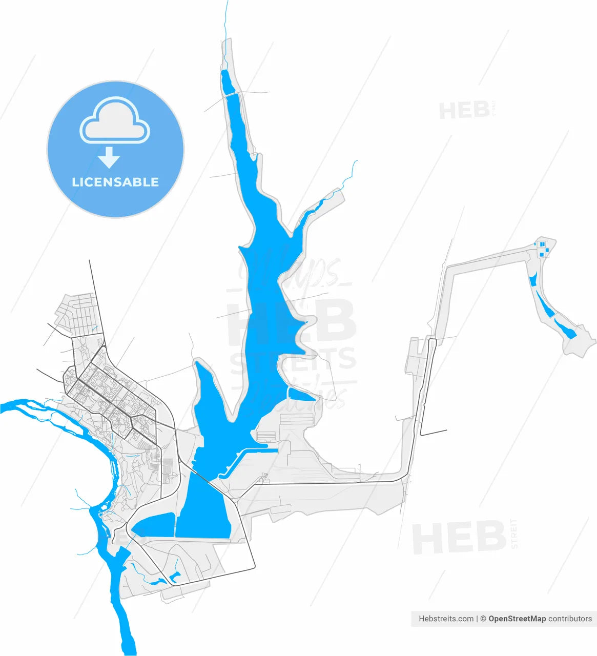 Yuzhnoukrainsk, Mykolaiv Oblast, Ukraine, high resolution vector map - Instant download PDF and JPG