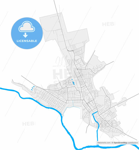 Voznesensk, Mykolaiv Oblast, Ukraine, high resolution vector map - Instant download PDF and JPG
