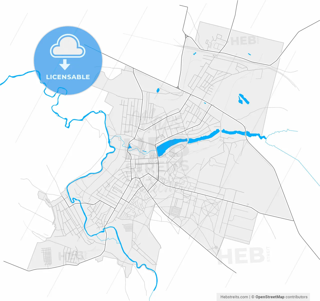Slavuta, Khmelnytskyi Oblast, Ukraine, high resolution vector map - Instant download PDF and JPG
