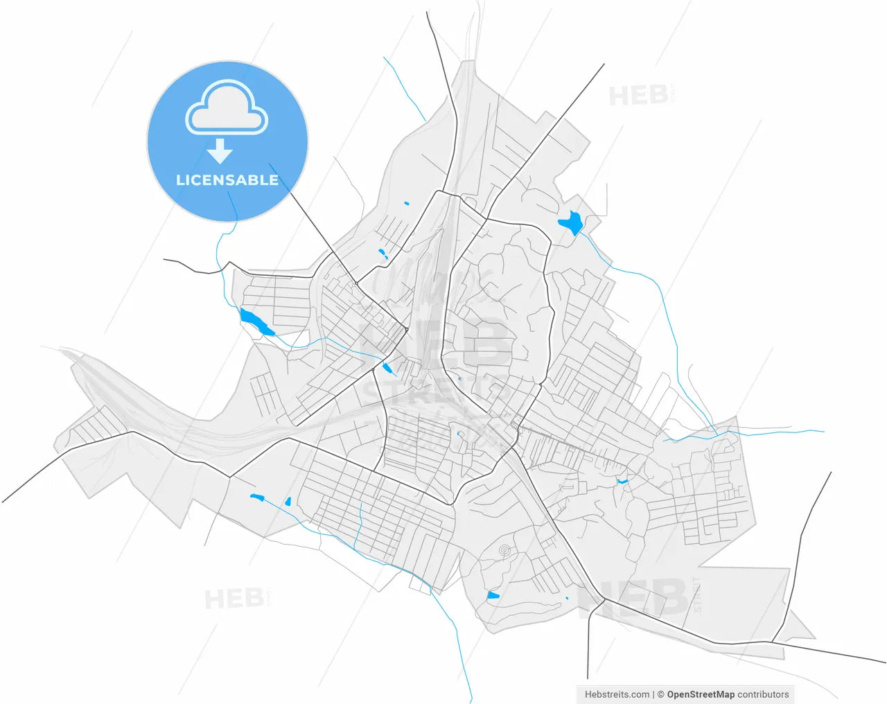 Zhmerynka, Vinnytsia Oblast, Ukraine, high resolution vector map - Instant download PDF and JPG