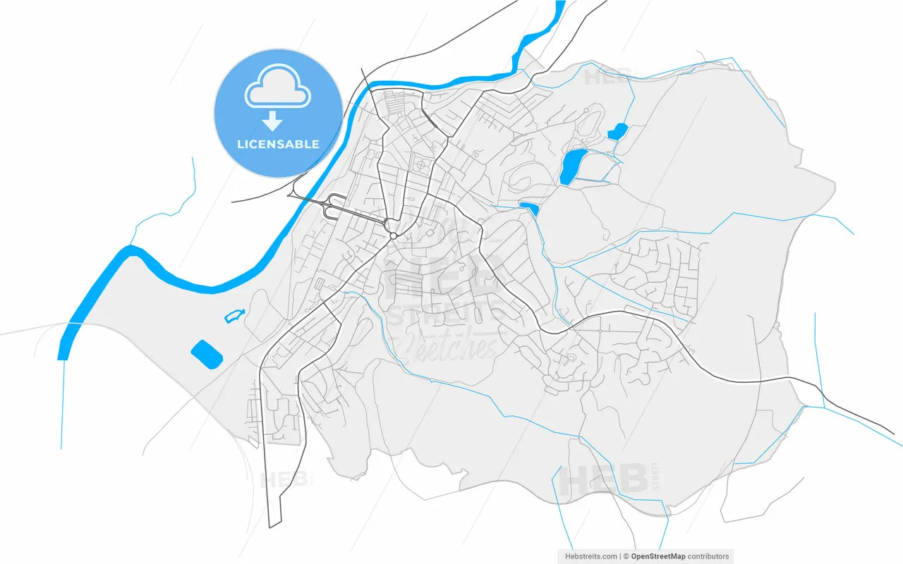 Neath, Neath Port Talbot, Wales, high resolution vector map - Instant download PDF and JPG