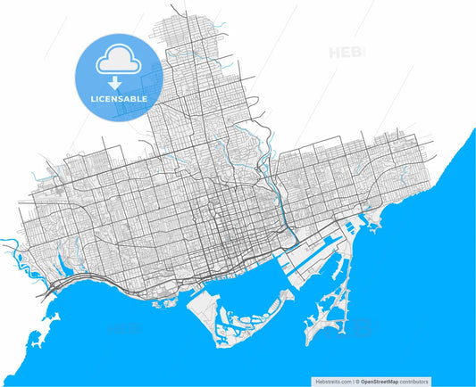Toronto, Ontario, Canada, high resolution vector map - Instant download PDF and JPG