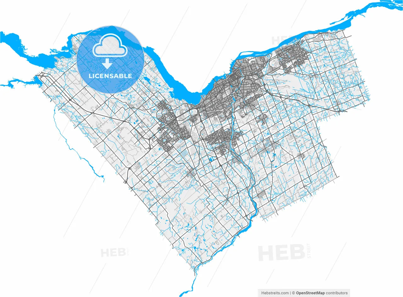 Ottawa, Ontario, Canada, high resolution vector map - Instant download PDF and JPG