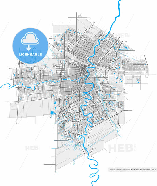 Winnipeg, Manitoba, Canada, high resolution vector map - Instant download PDF and JPG