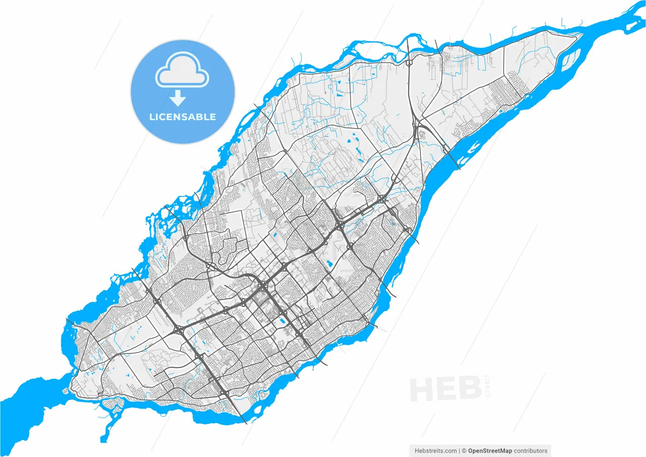 Laval, Quebec, Canada, high resolution vector map - Instant download PDF and JPG