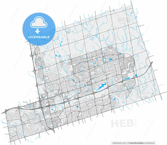 Markham, Ontario, Canada, high resolution vector map - Instant download PDF and JPG