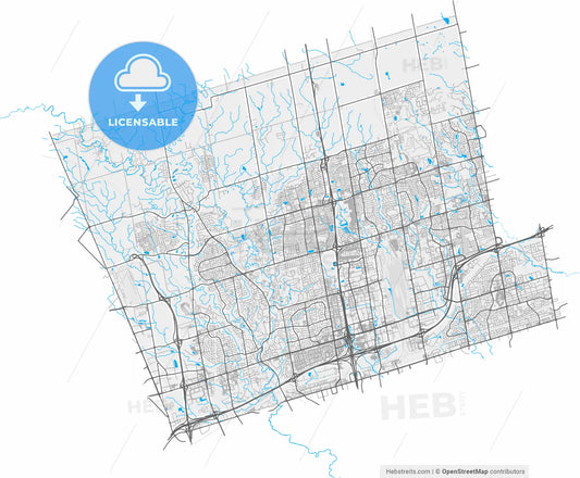 Vaughan, Ontario, Canada, high resolution vector map - Instant download PDF and JPG