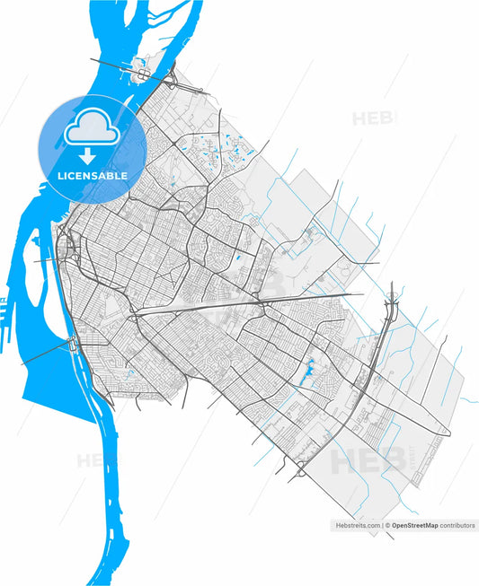Longueuil, Quebec, Canada, high resolution vector map - Instant download PDF and JPG