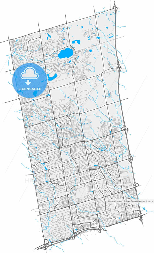Richmond Hill, Ontario, Canada, high resolution vector map - Instant download PDF and JPG