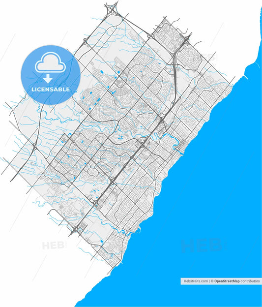Oakville, Ontario, Canada, high resolution vector map - Instant download PDF and JPG