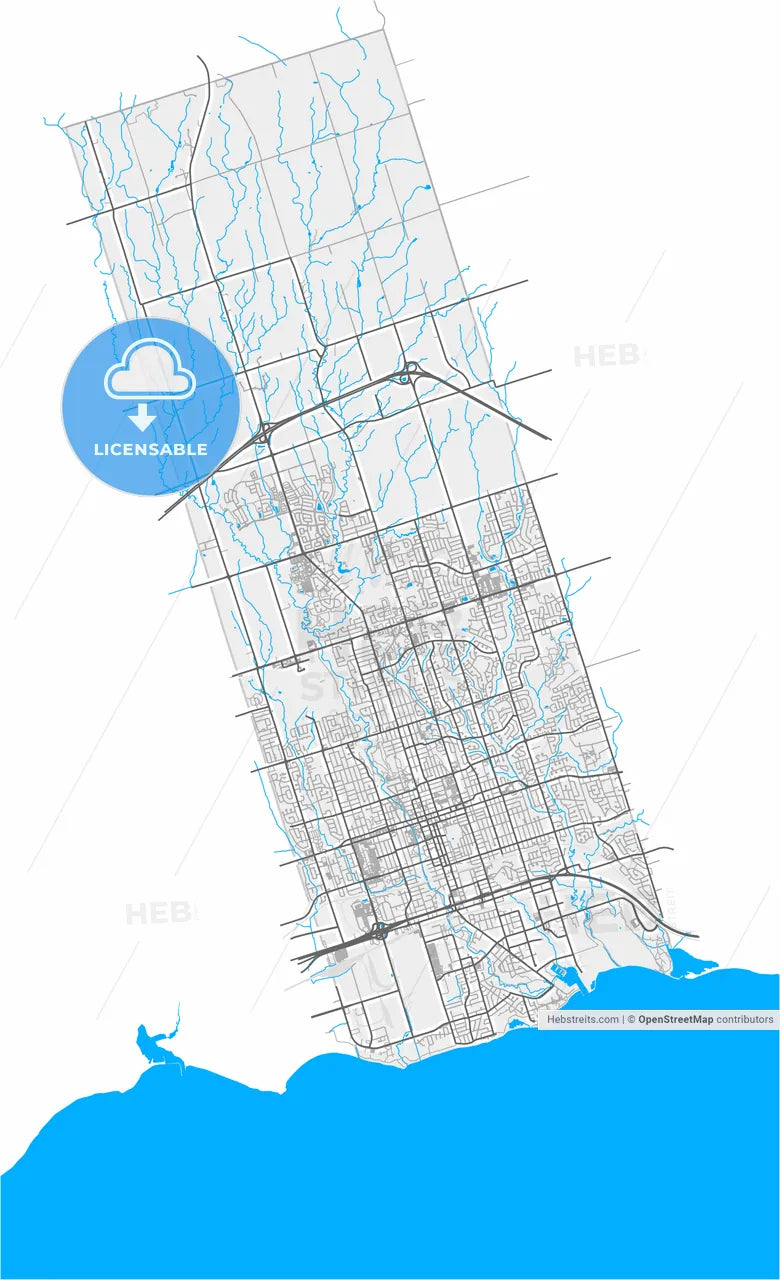 Oshawa, Ontario, Canada, high resolution vector map - Instant download PDF and JPG