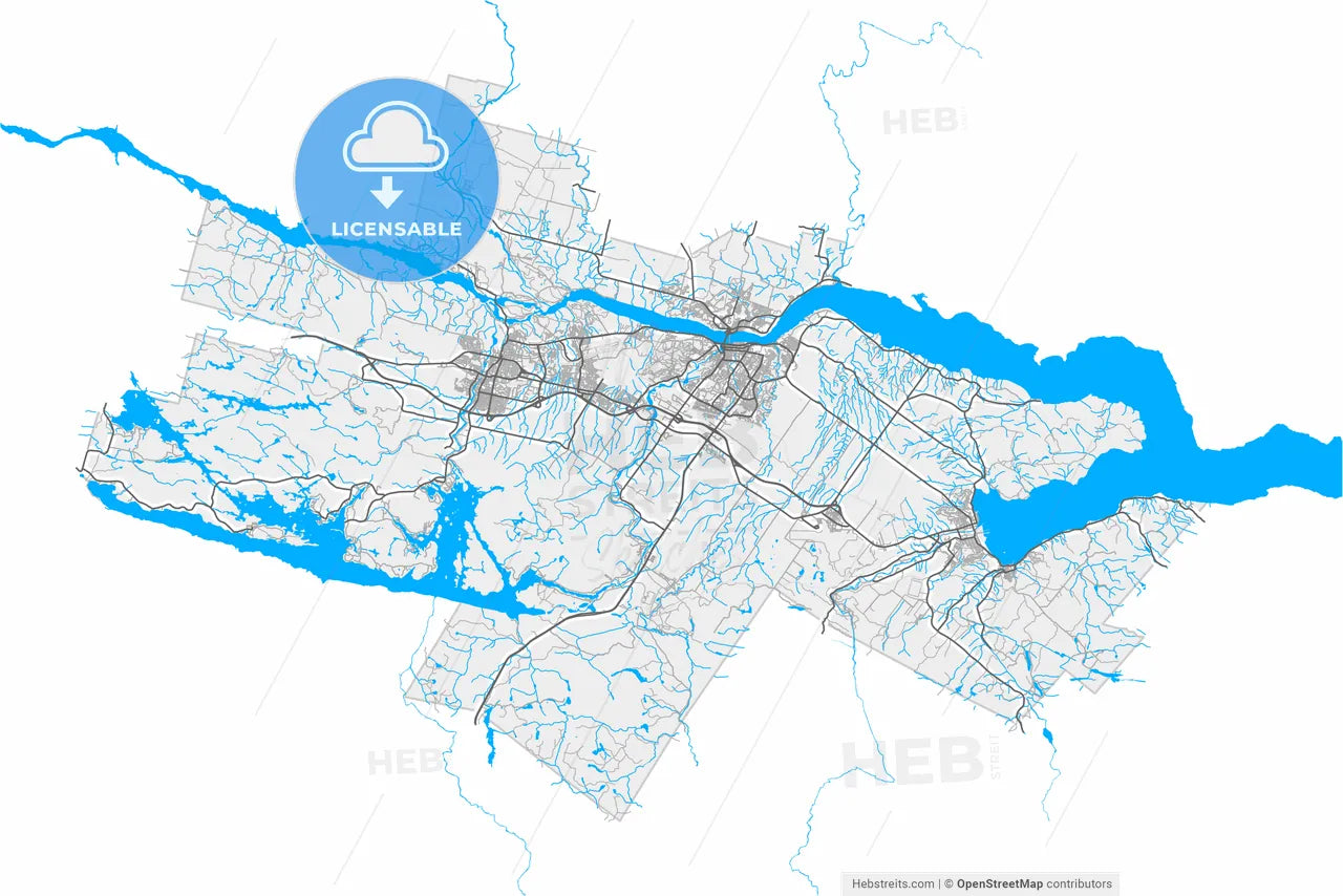 Saguenay, Quebec, Canada, high resolution vector map - Instant download PDF and JPG
