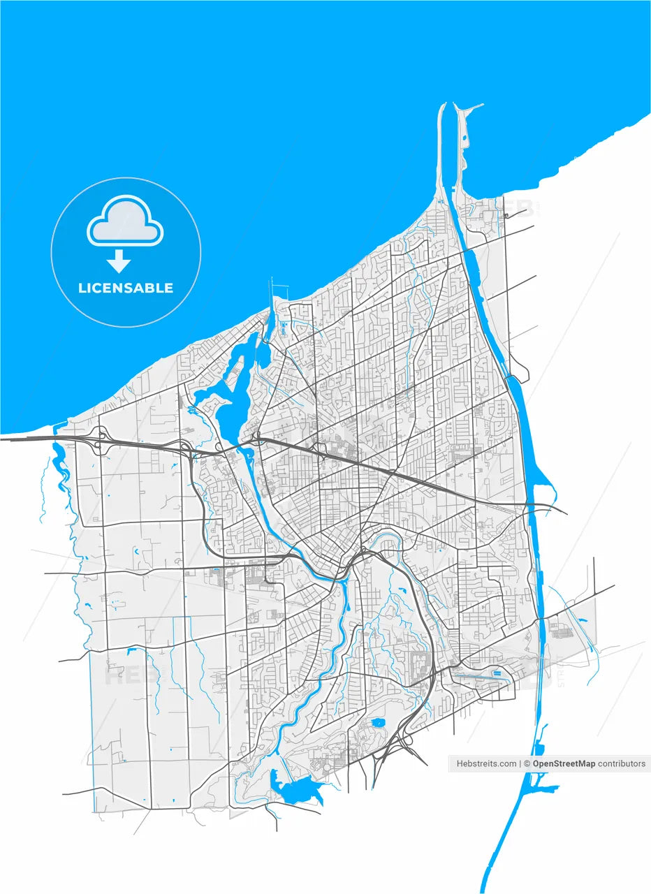 St. Catharines, Ontario, Canada, high resolution vector map - Instant download PDF and JPG
