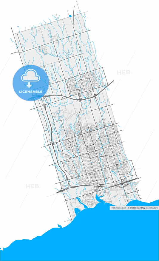 Whitby, Ontario, Canada, high resolution vector map - Instant download PDF and JPG