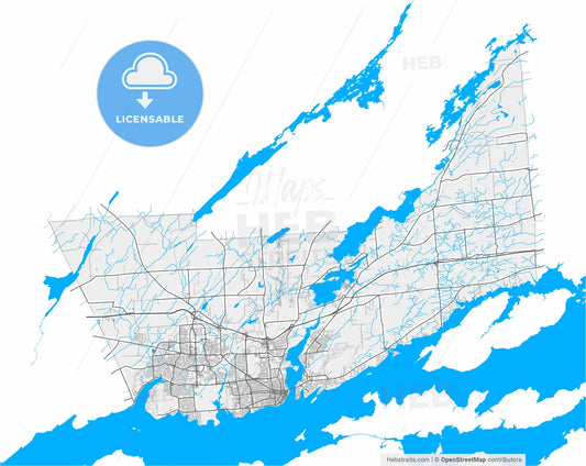 Kingston, Ontario, Canada, high resolution vector map - Instant download PDF and JPG