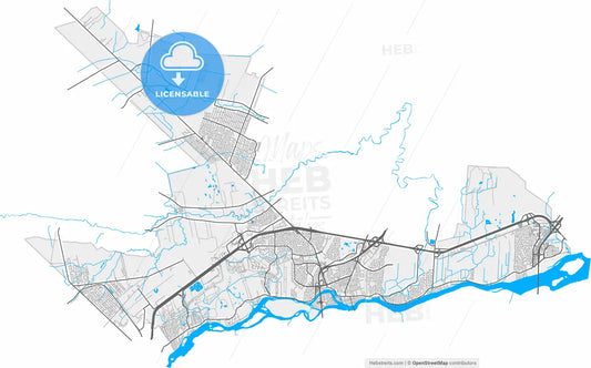 Terrebonne, Quebec, Canada, high resolution vector map - Instant download PDF and JPG