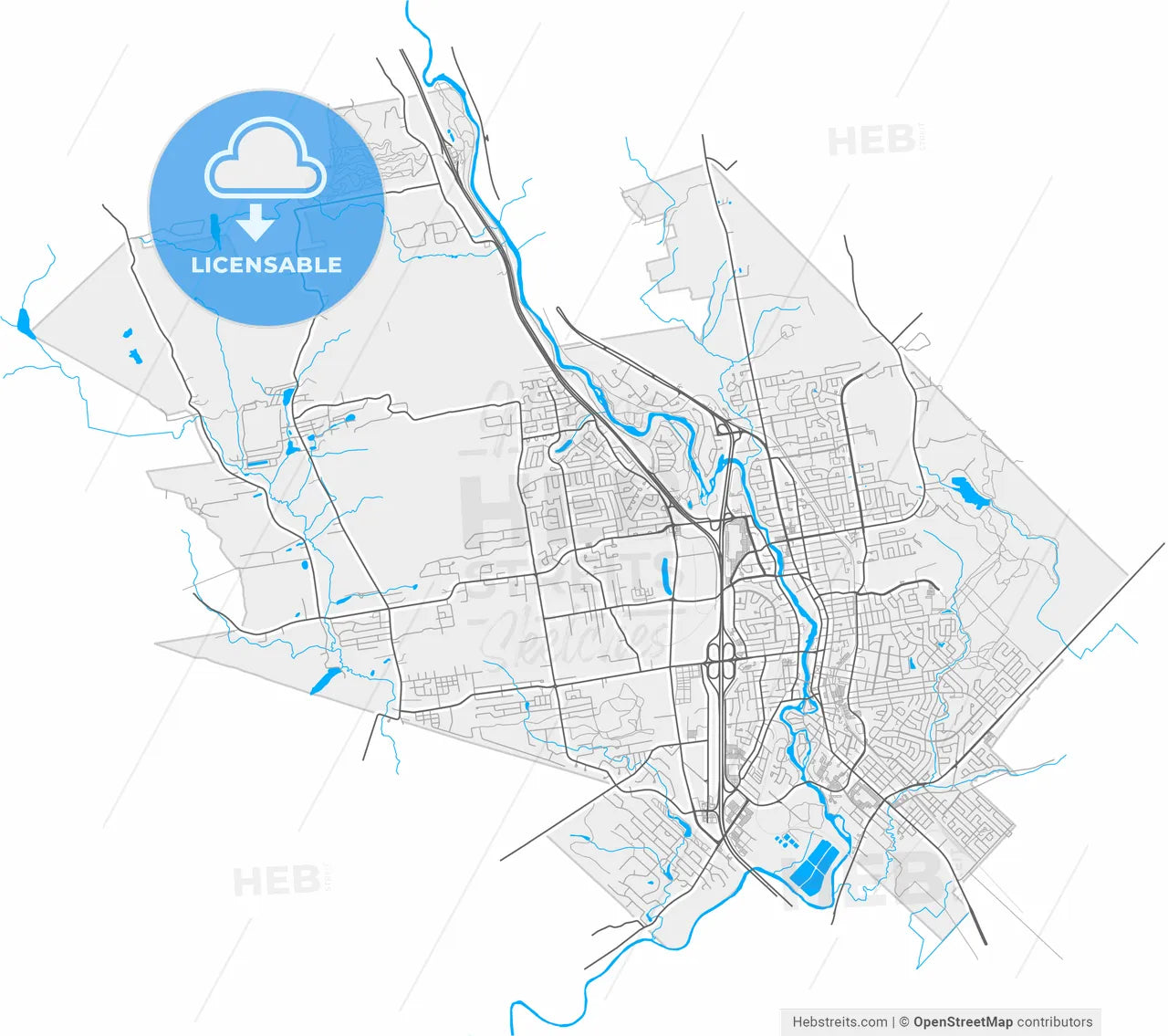 Saint-Jérôme, Quebec, Canada, high resolution vector map - Instant download PDF and JPG