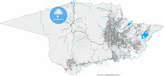 San Pedro Sula, Cortés, Honduras, high resolution vector map - Instant download PDF and JPG