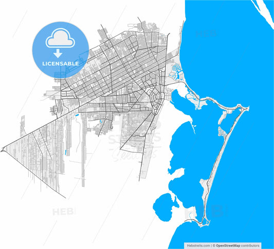Cancún, Quintana Roo, Mexico, high resolution vector map - Instant download PDF and JPG