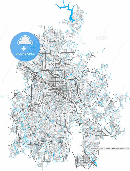 Durham, North Carolina, United States, high resolution vector map - Instant download PDF and JPG