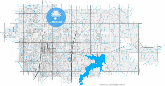 Edmond, Oklahoma, United States, high resolution vector map - Instant download PDF and JPG