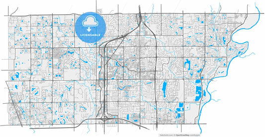 Carmel, Indiana, United States, high resolution vector map - Instant download PDF and JPG
