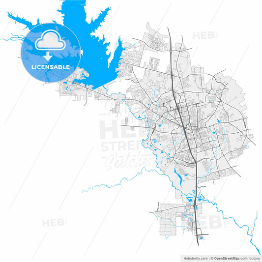 Conroe, Texas, United States, high resolution vector map - Instant download PDF and JPG