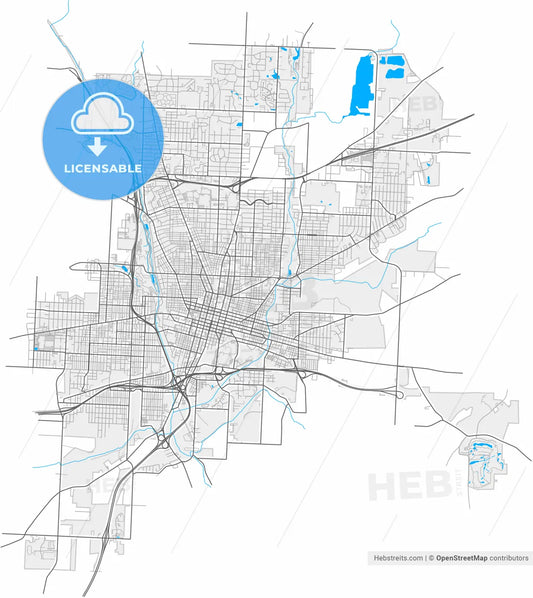 Canton, Ohio, United States, high resolution vector map - Instant download PDF and JPG