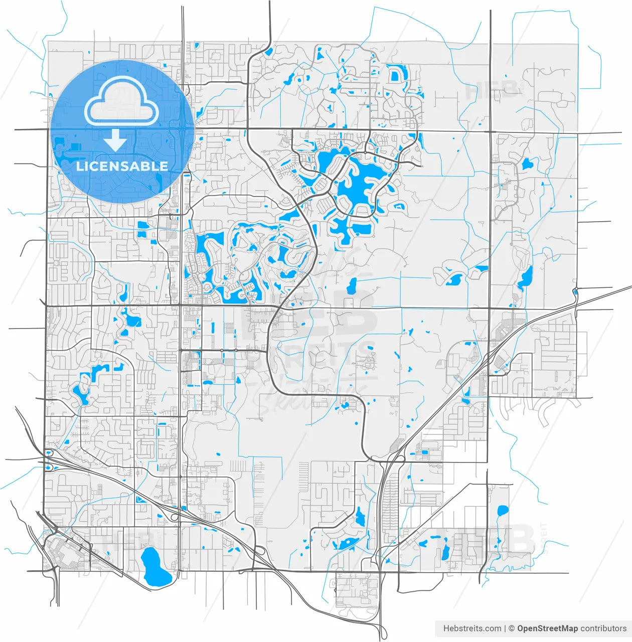 Blaine, Minnesota, United States, high resolution vector map - Instant download PDF and JPG