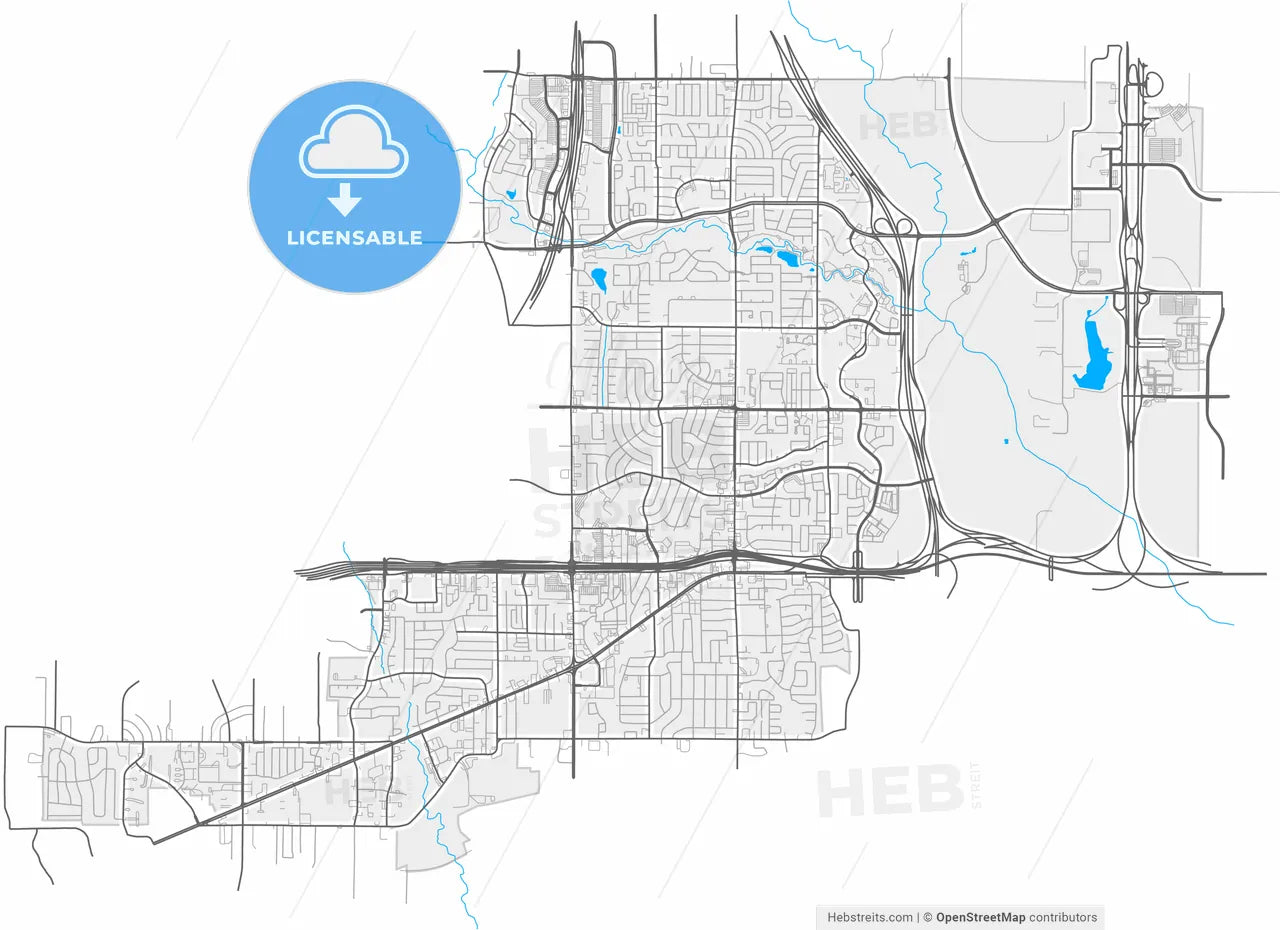 Euless, Texas, United States, high resolution vector map - Instant download PDF and JPG