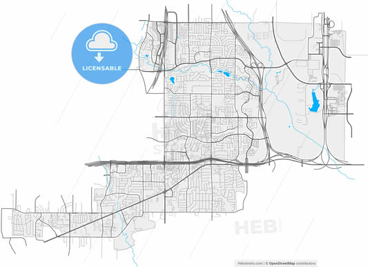 Euless, Texas, United States, high resolution vector map - Instant download PDF and JPG