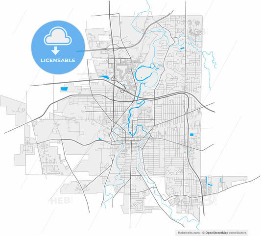 Elyria, Ohio, United States, high resolution vector map - Instant download PDF and JPG