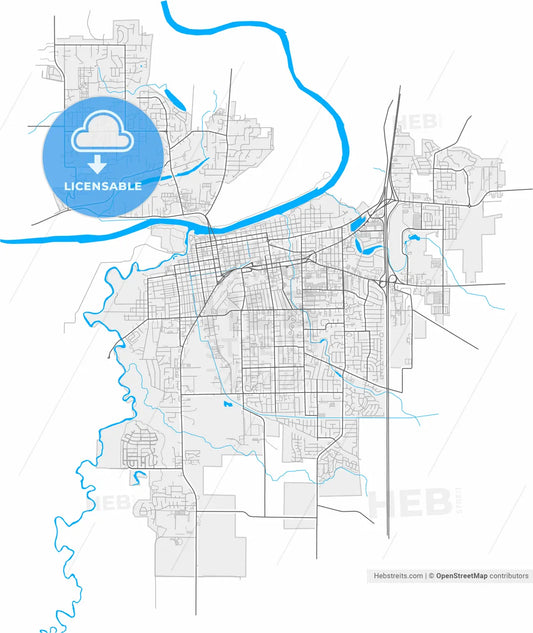 Albany, Oregon, United States, high resolution vector map - Instant download PDF and JPG