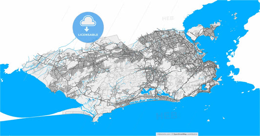 Rio de Janeiro, Brazil, high resolution vector map - Instant download PDF and JPG