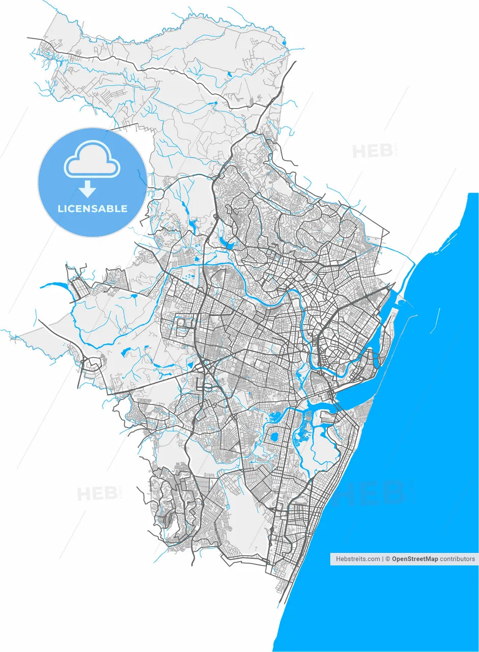 Recife, Brazil, high resolution vector map - Instant download PDF and JPG