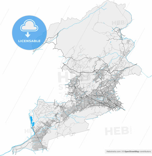 Nova Iguacu, Brazil, high resolution vector map - Instant download PDF and JPG