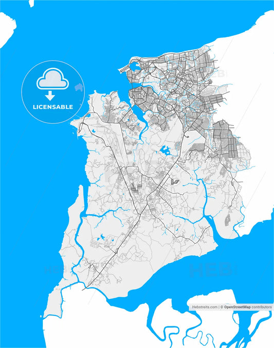 Sao Luis, Brazil, high resolution vector map - Instant download PDF and JPG