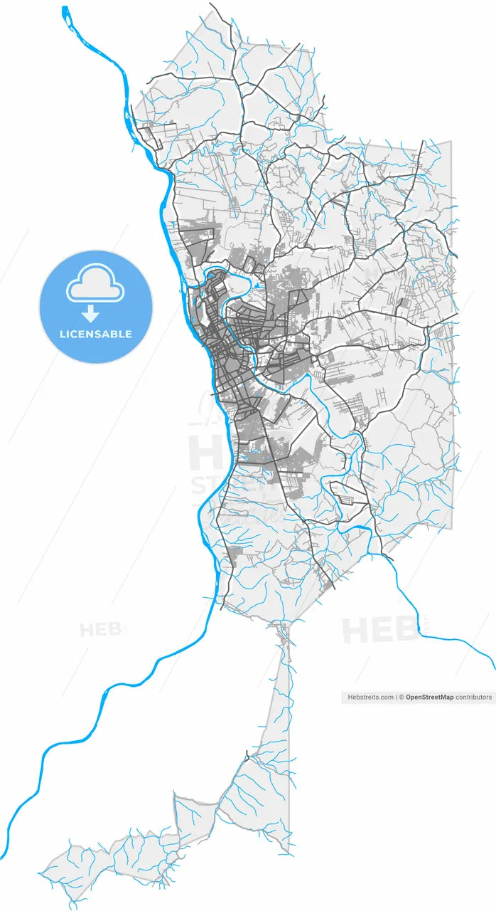 Teresina, Brazil, high resolution vector map - Instant download PDF and JPG